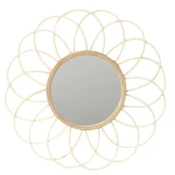 Home deco factory Rotanspiegel - bloem - D50 cm - bohemian