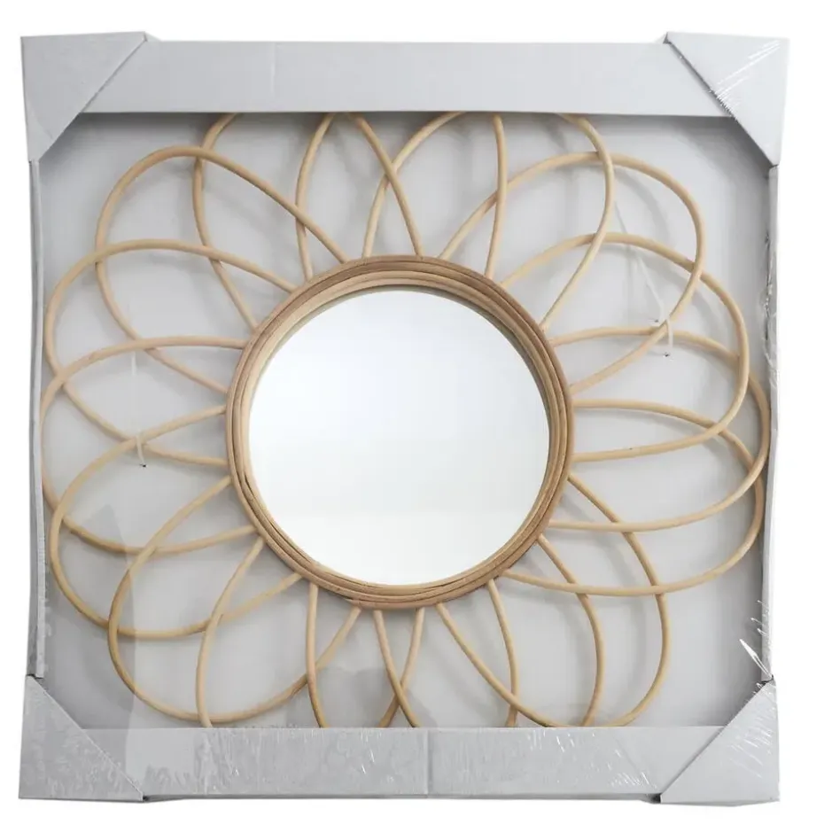 Home deco factory Rotanspiegel - bloem - D50 cm - bohemian