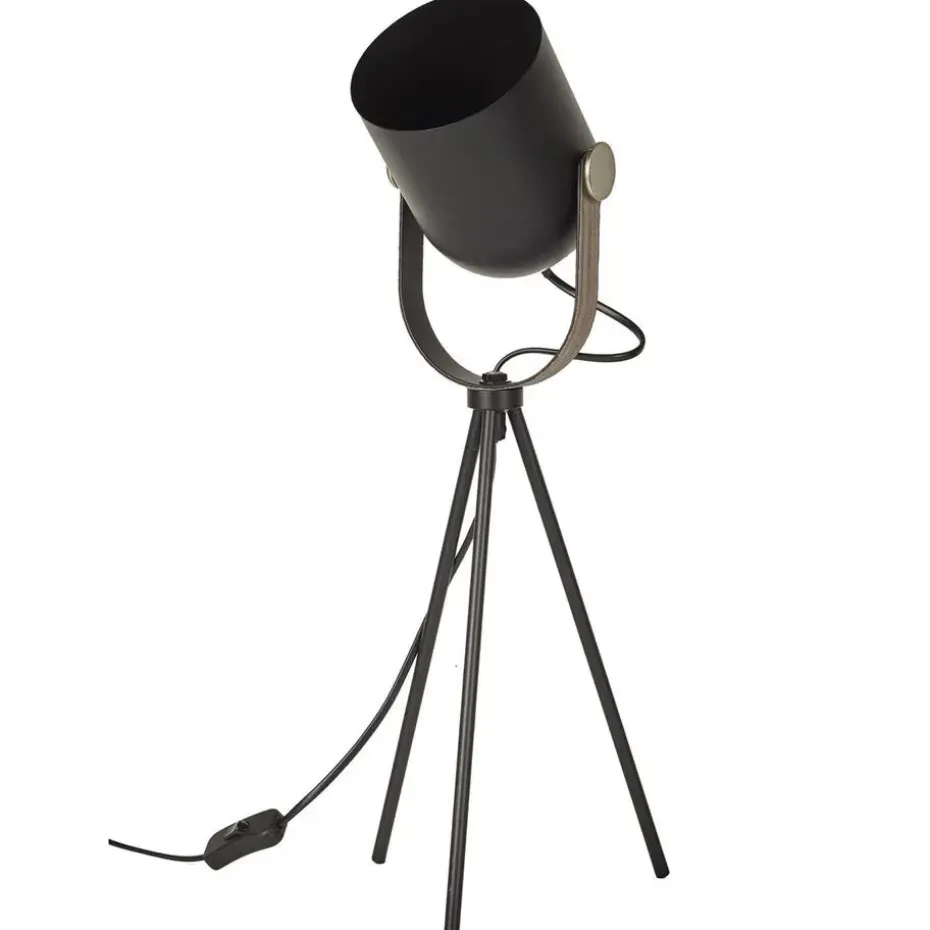 Home deco factory tafellamp industrieel - zwart - H46 cm