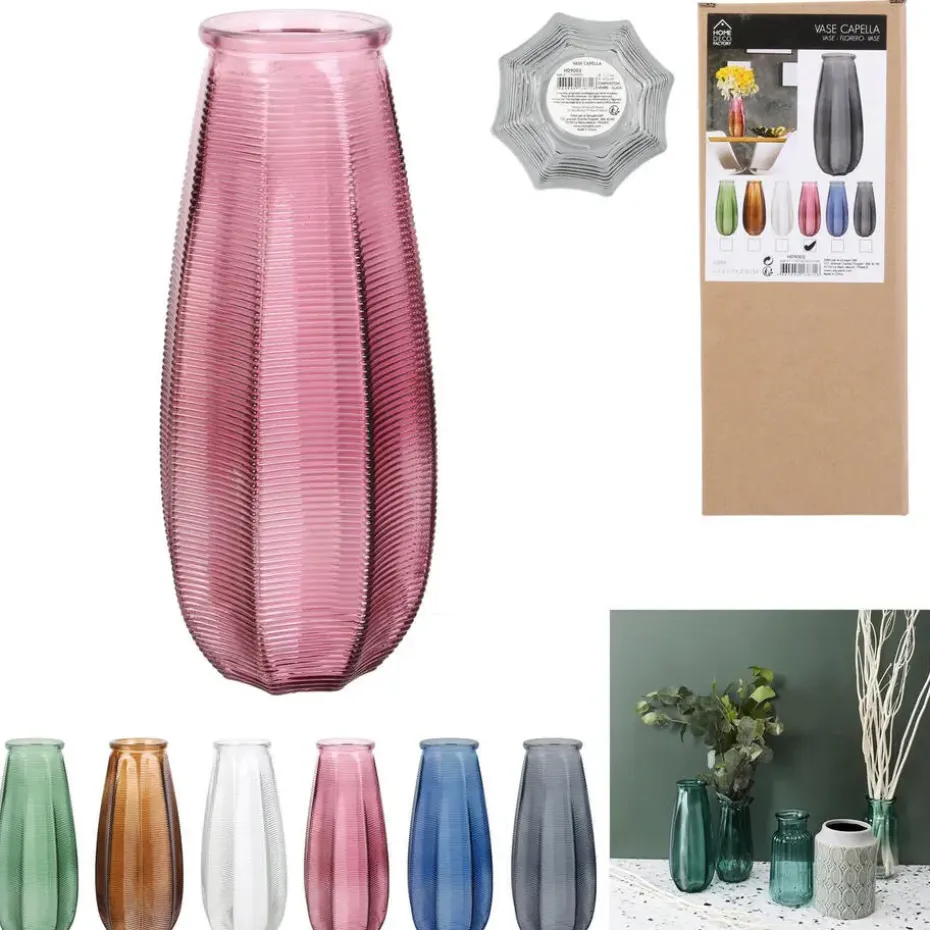 Home deco factory vaas Capella - boeket - glas - groen- H28 cm
