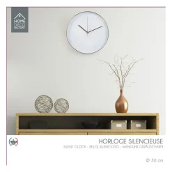 Home Deco Factory Wandklok - D30 cm - koper/wit - kunststof