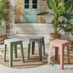 Home Deco Factory zit krukje/stoel - creme wit - 34 x 47 cm