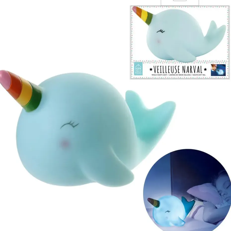 Home Deco Kids LED Nachtlampje - Walvis - aan/uit knop - 20 cm