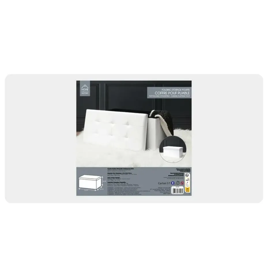 Home Deco Poef - Essence - MDF/polyester - wit - 76 x 38 cm