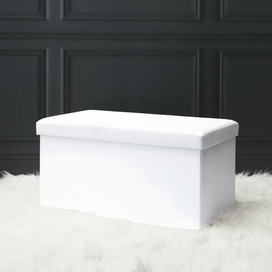 Home Deco Poef - Essence - MDF/polyester - wit - 76 x 38 cm