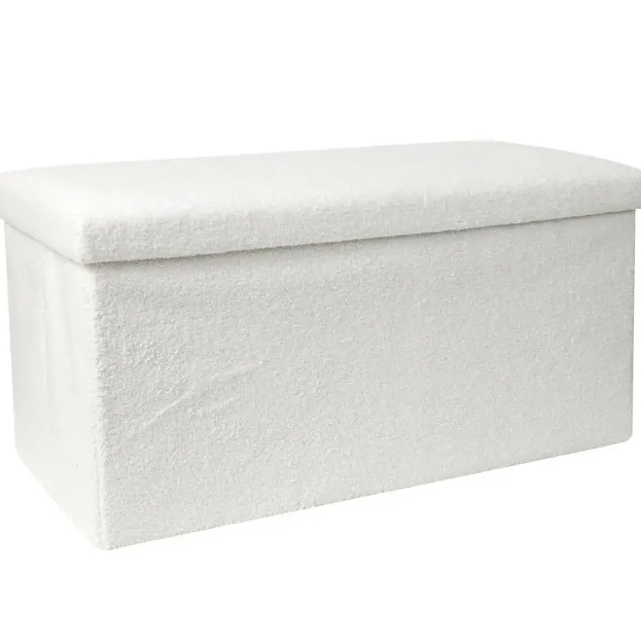 Home Deco Poef - MDF/polyester - Natuurlijk - wit - 76 x 38 cm