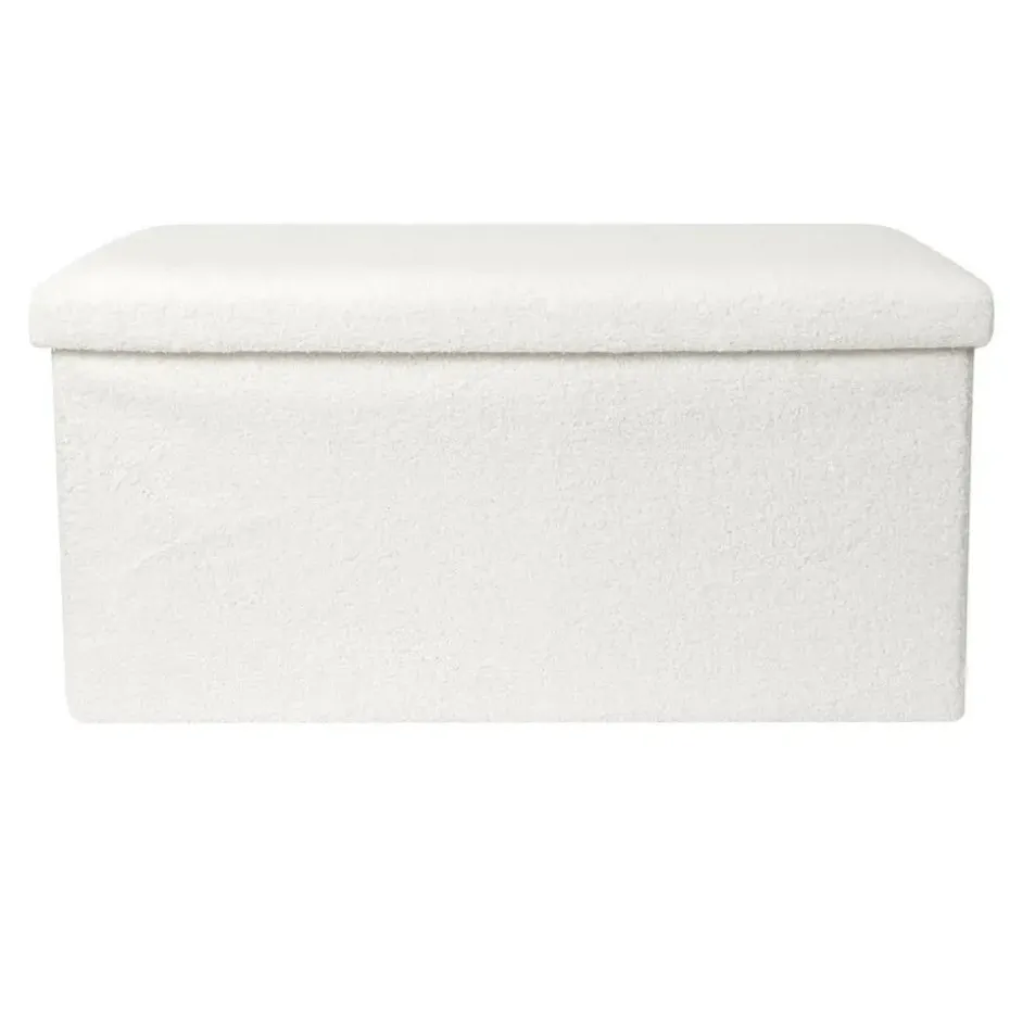 Home Deco Poef - MDF/polyester - Natuurlijk - wit - 76 x 38 cm