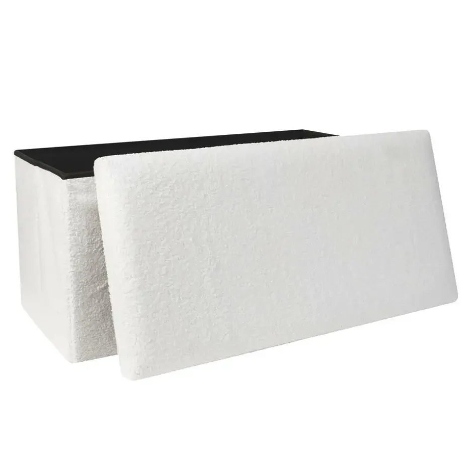 Home Deco Poef - MDF/polyester - Natuurlijk - wit - 76 x 38 cm