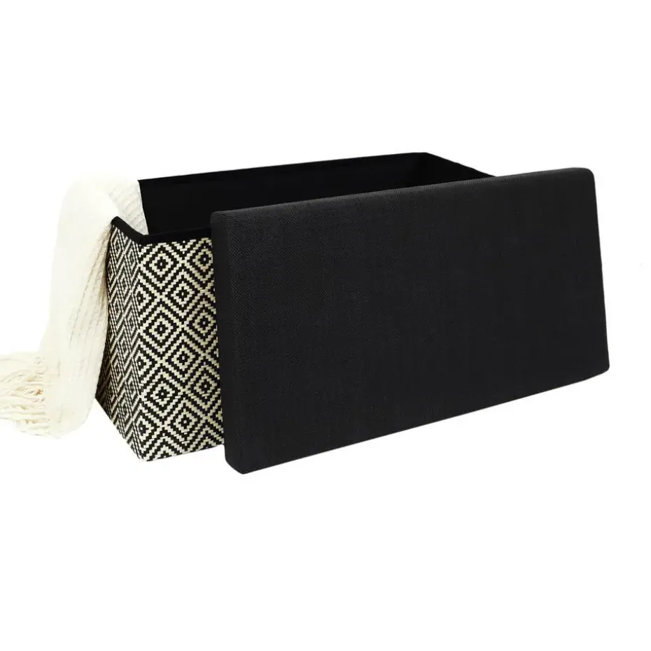 Home Deco Poefje - opbergbox - donkerbruin/zwart - 76 x 38 cm