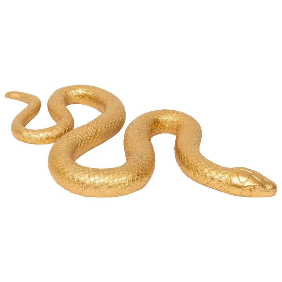Home decoratie dieren/slangen beeldje Boa - goud - 36 x 18 cm