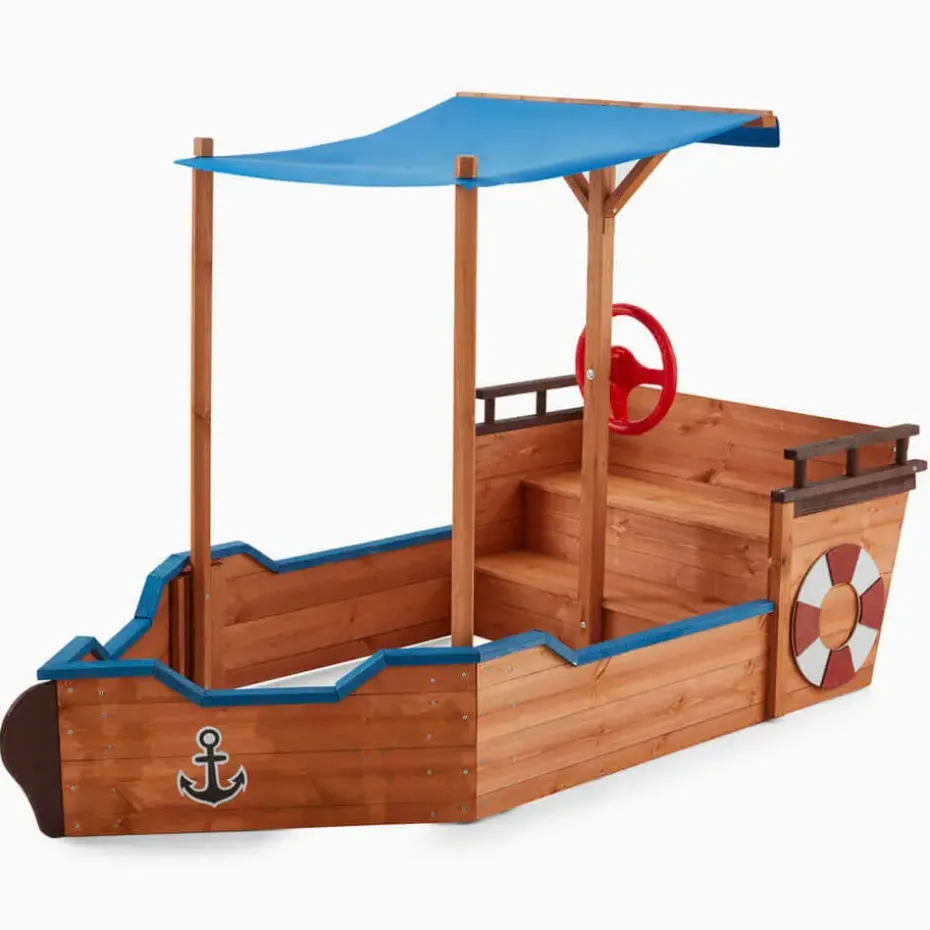 HOME DELUXE - Scheepszandbak met bankje MATSCHEKISTE - 160 x 78 cm
