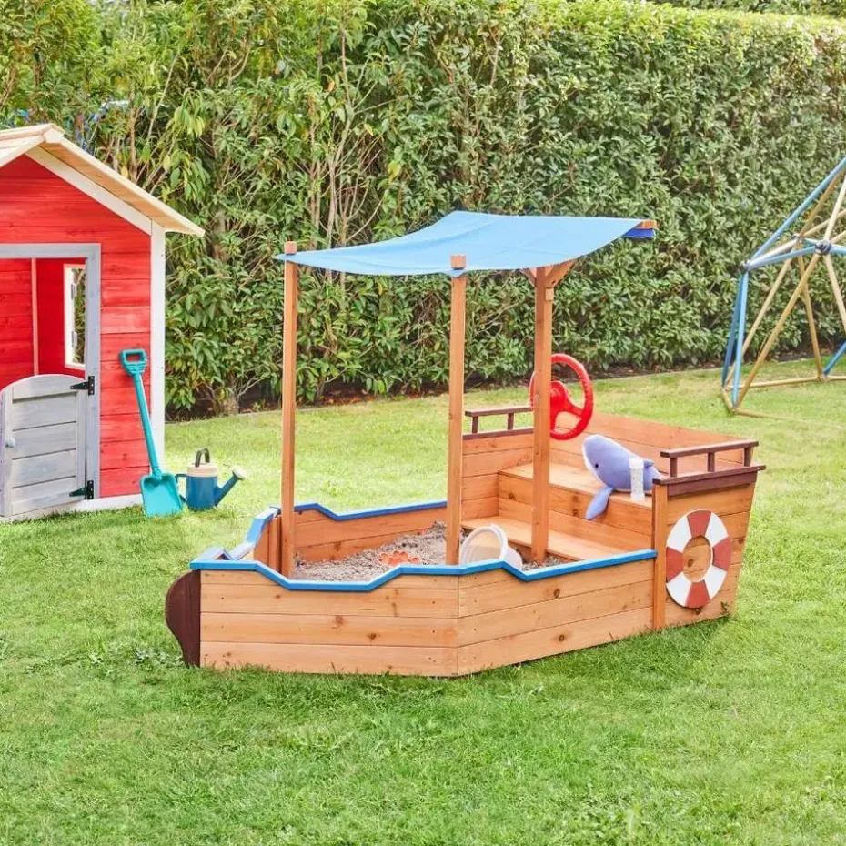HOME DELUXE - Scheepszandbak met bankje MATSCHEKISTE - 160 x 78 cm