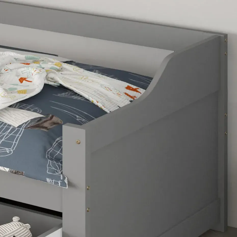 HOME DELUXE COSMOS kinderbed met lades - 90 x 200 cm grijs