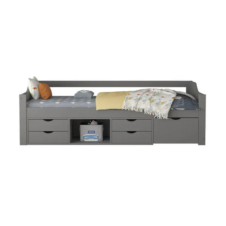 HOME DELUXE COSMOS kinderbed met lades - 90 x 200 cm grijs