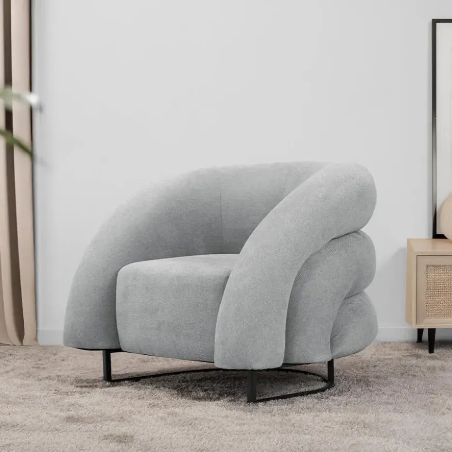 HOME DELUXE fauteuil MACA fluweel stof beige - 95 x 73 x 88 cm