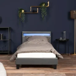 HOME DELUXE LED bed ASTRO donkergrijs 90 x 200 cm