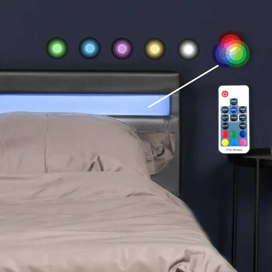 HOME DELUXE LED bed ASTRO donkergrijs 90 x 200 cm