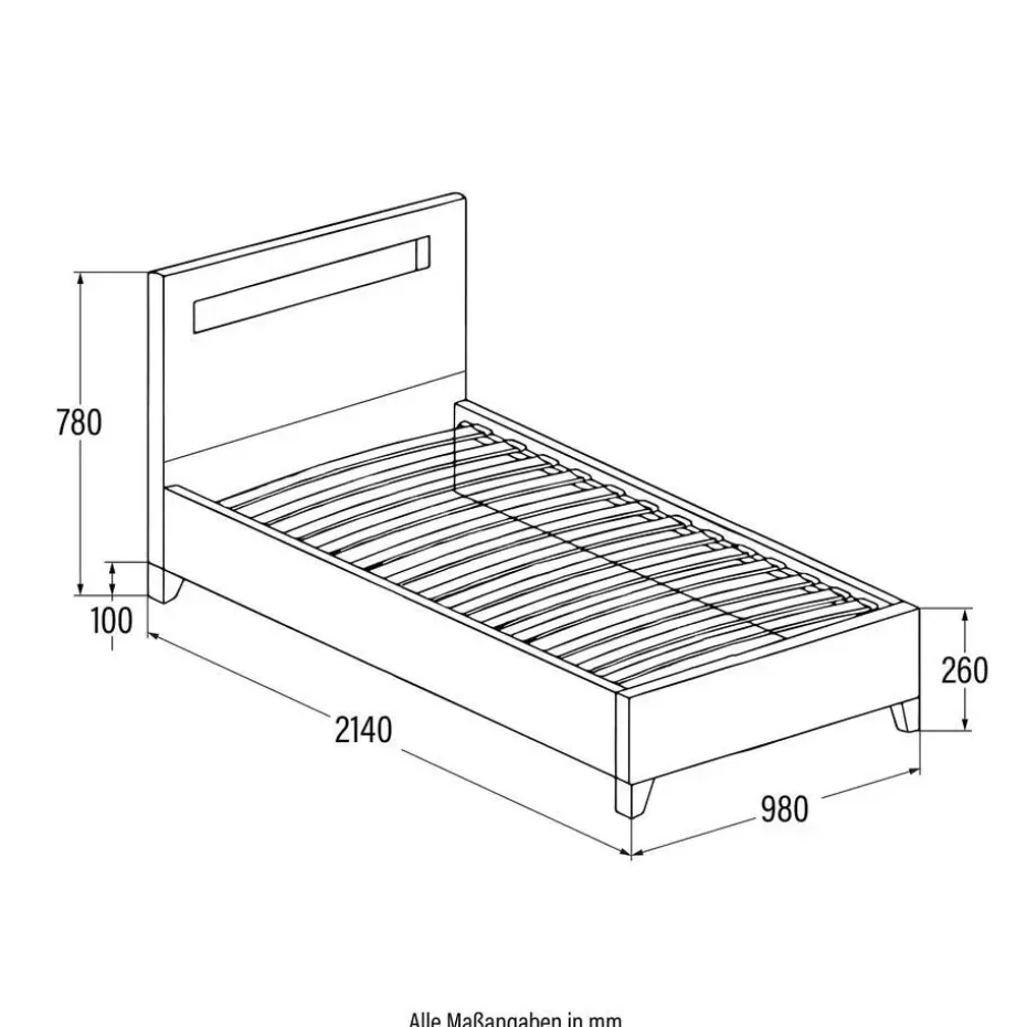 HOME DELUXE LED bed ASTRO donkergrijs 90 x 200 cm