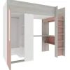 Hoogslaper Beau 90x200 met bureau & kast - oudroze