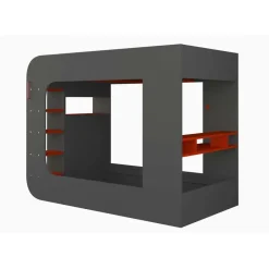Hoogslaper Graham met gamebureau 120x200cm - antraciet/rood