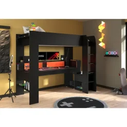 Hoogslaper Justin met LED - zwart - 90x200 cm