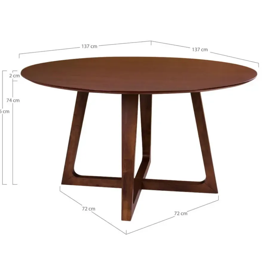 House Nordic Eetkamertafel Hellerup Walnoot Ø137 cm