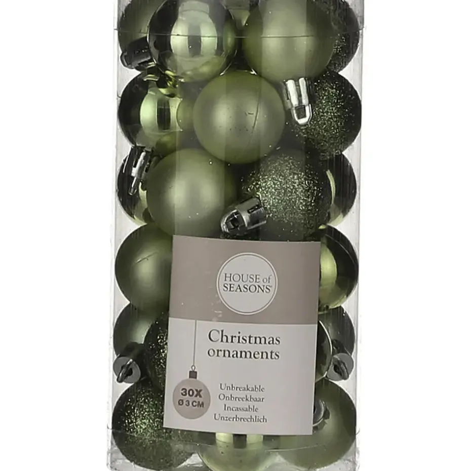 House of Season Kerstballen - 30st - kunststof - donkergroen - 3cm