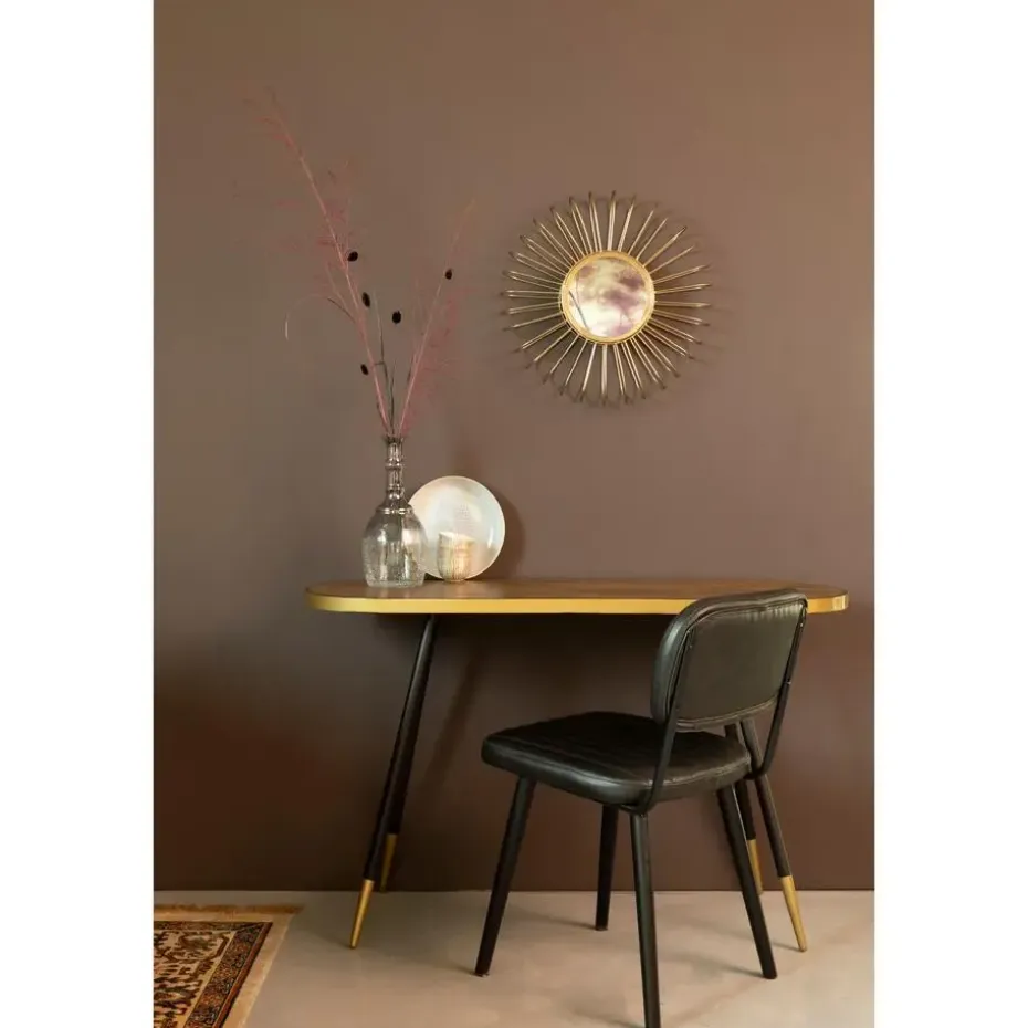 Housecraft Denise Consoletafel/ Wandtafel Hout 121x 91 cm Bruin/ Goud