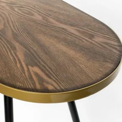 Housecraft Denise Consoletafel/ Wandtafel Hout 121x 91 cm Bruin/ Goud