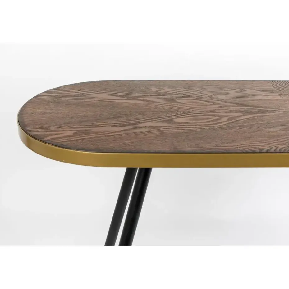 Housecraft Denise Consoletafel/ Wandtafel Hout 121x 91 cm Bruin/ Goud