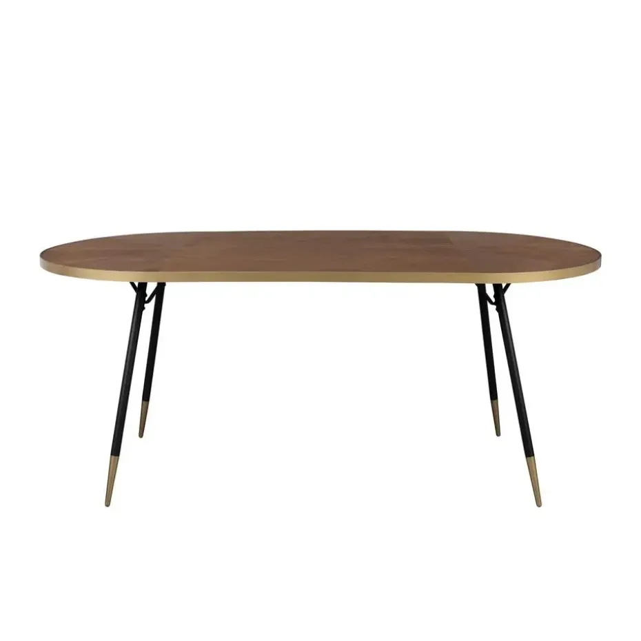 Housecraft Denise Eettafel Hout Ovaal 180x90 cm Bruin/ Goud