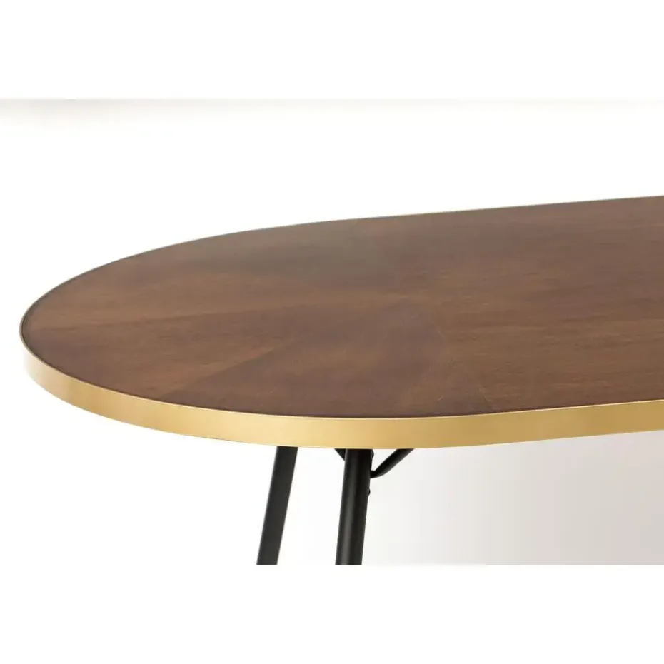 Housecraft Denise Eettafel Hout Ovaal 180x90 cm Bruin/ Goud