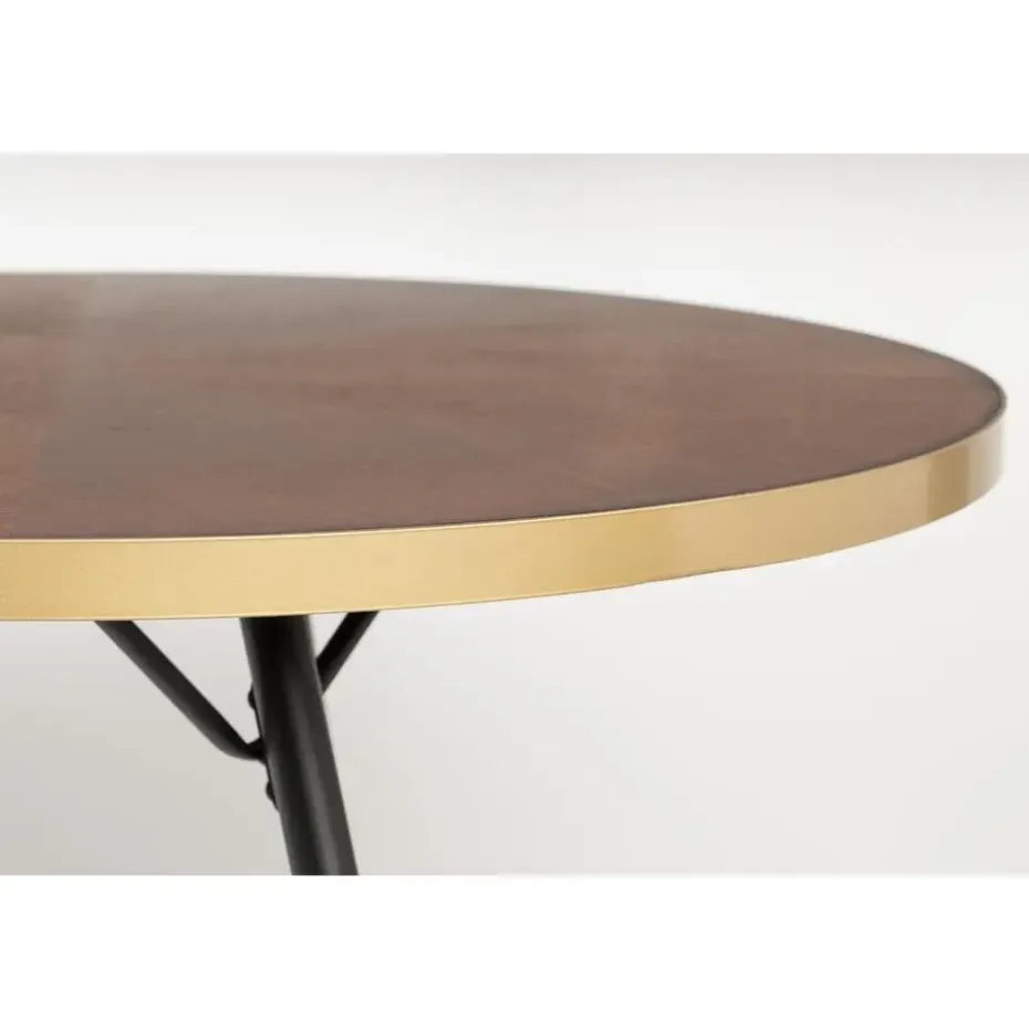 Housecraft Denise Eettafel Hout Ovaal 180x90 cm Bruin/ Goud