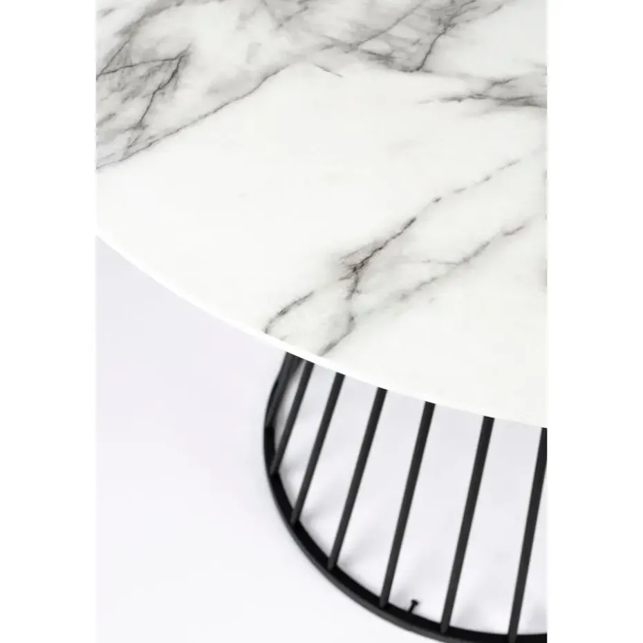 Housecraft Floris Eettafel Marmerlook Rond 110 cm Zwart/ Wit
