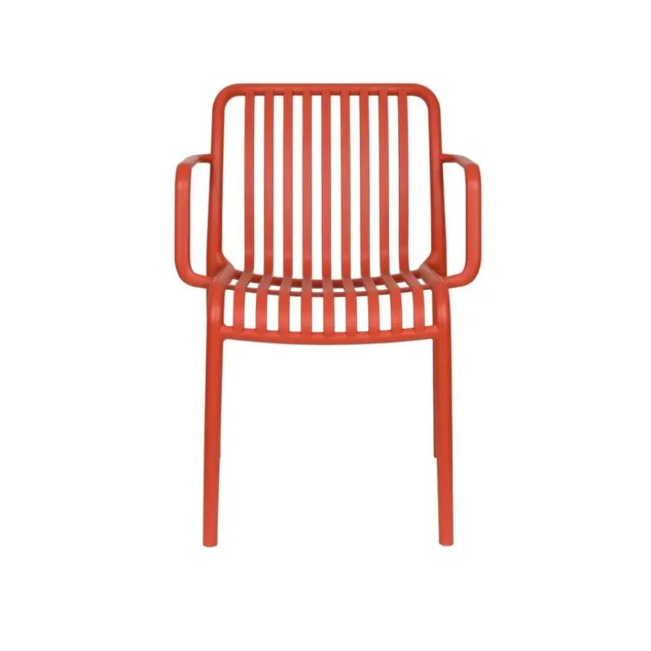 Housecraft Living Mante Tuinstoelen Armleuning Kunststof Terra/ Rood - Set van 4