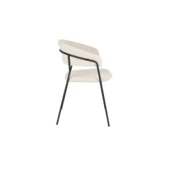 Housecraft Zeri Eetkamerstoelen armleuning Off white/ Zwart - Set van 2