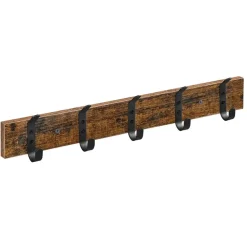 Houten Wandkapstok met 10 Haken - Compacte Muur Kapstok - Vintage Bruin / Zwart