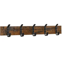 Houten Wandkapstok met 10 Haken - Compacte Muur Kapstok - Vintage Bruin / Zwart
