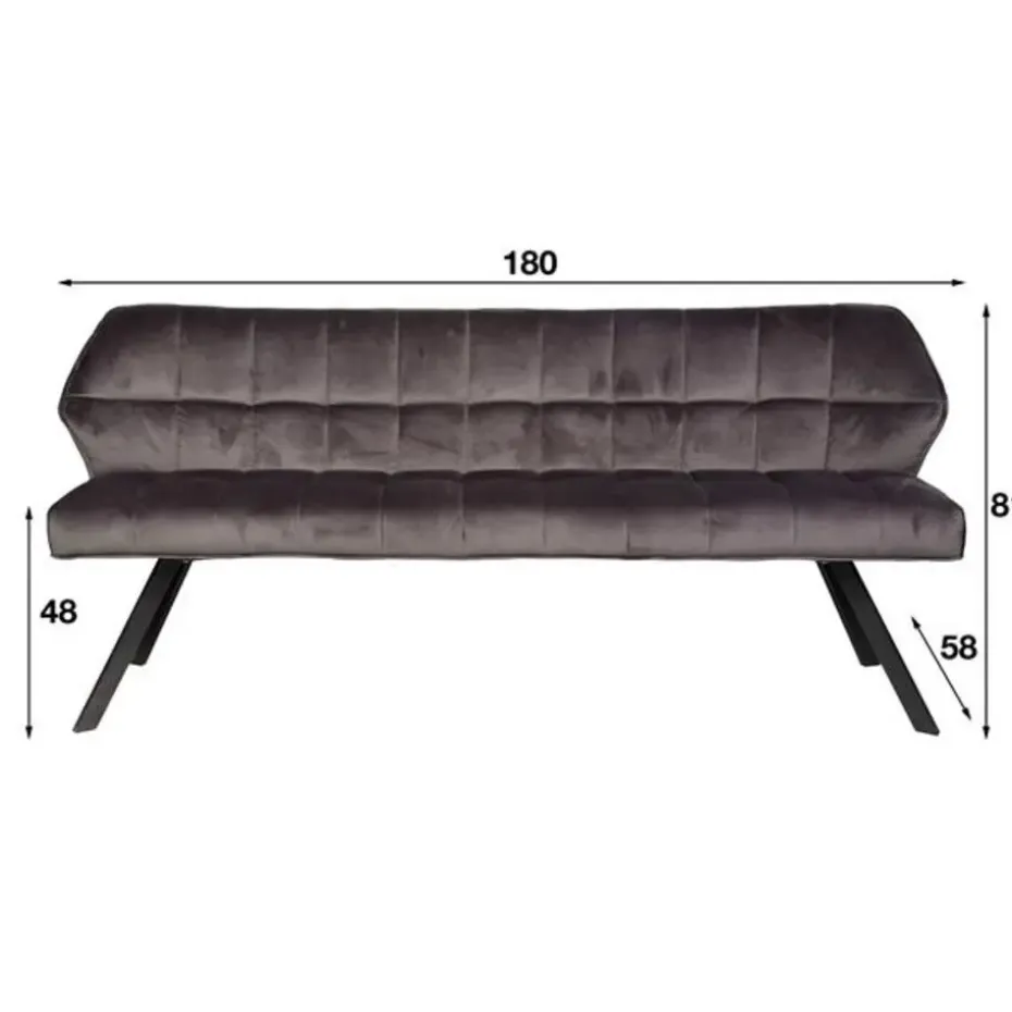Hoyz - Eetkamerbank Raster - 180cm Breed - 3 Personen - Grijs