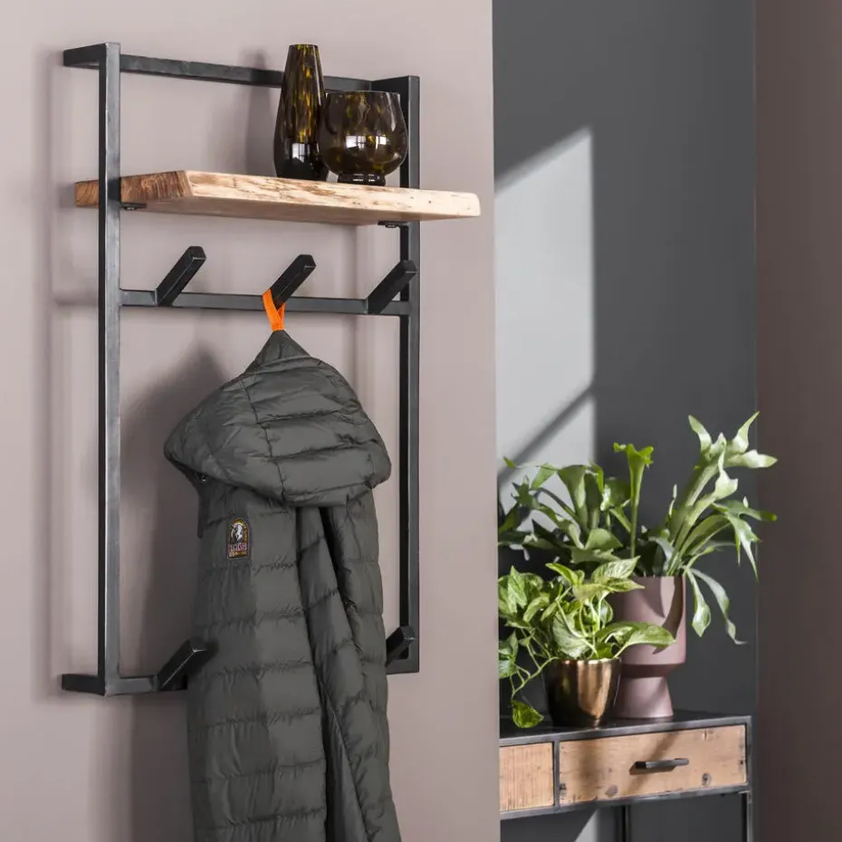 Hoyz - Kapstok Air Solid Hoog - 6 Haken - Massief Acaciahout - 100x51x80