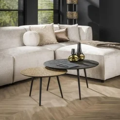 Hoyz - Salontafel Metallic - Rond - Grijs - Set van 2