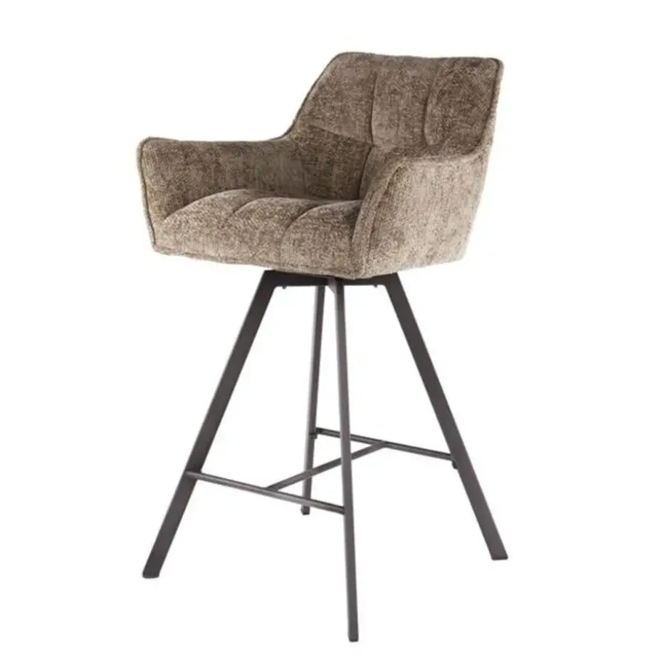 Hoyz Collection - Barstoel Raster Draaibaar - 2 Stuks - Rich Champagne
