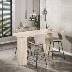 Hoyz Collection - Bartafel Romano Arch Plat Ovaal 180cm - Keramiek Travertin