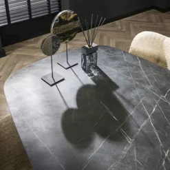 Hoyz Collection - Eetkamertafel 215 Deens Ovaal - 3D Melamine Slate Stone