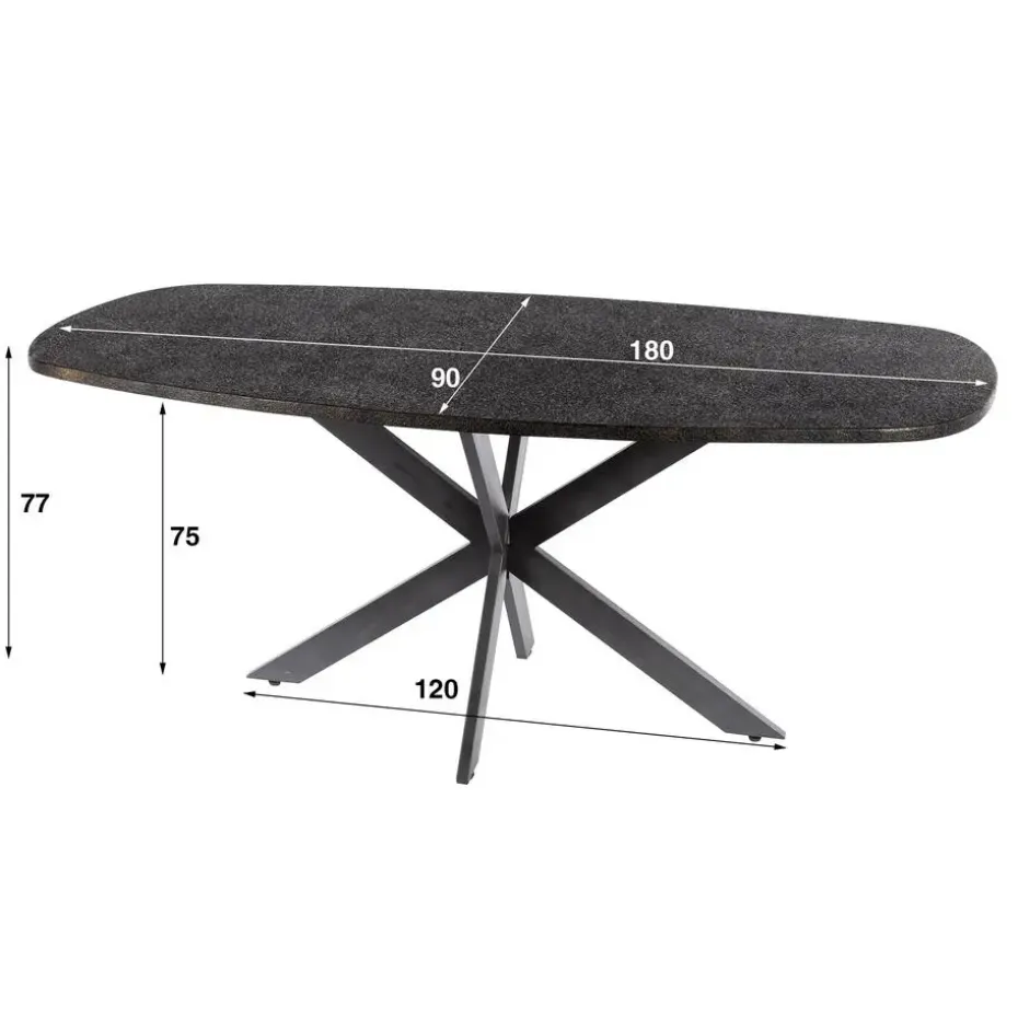 Hoyz Collection - Eettafel Metallic Deens Ovaal 180 Cm - Zwartbruin