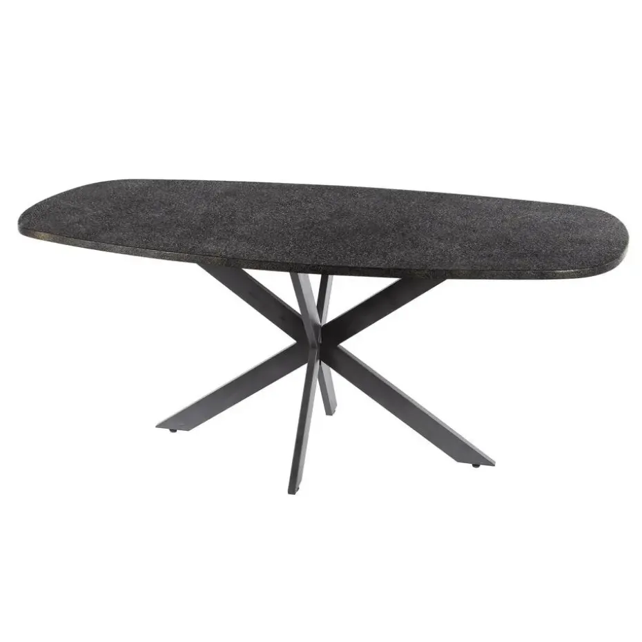 Hoyz Collection - Eettafel Metallic Deens Ovaal 215 Cm - Zwartbruin