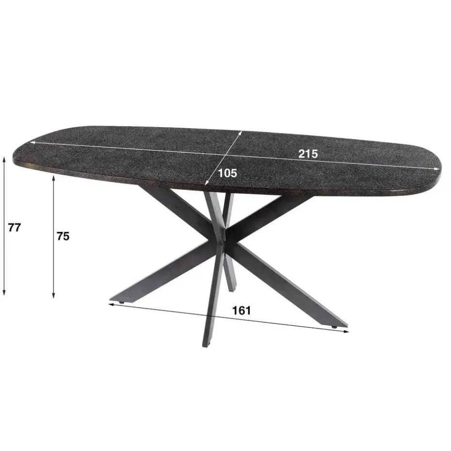Hoyz Collection - Eettafel Metallic Deens Ovaal 215 Cm - Zwartbruin