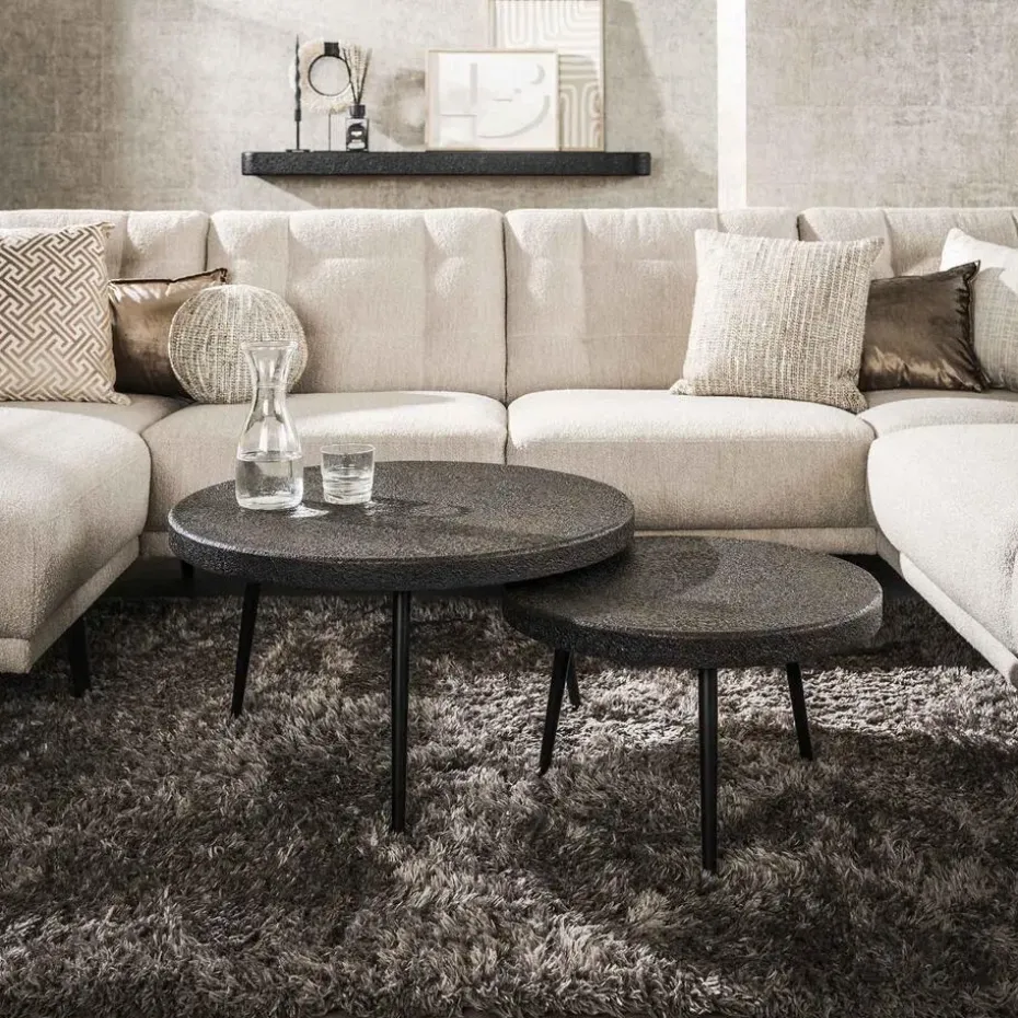 Hoyz Collection - Salontafel Drop Shape - 3D Zwart Bruin - Set van 2