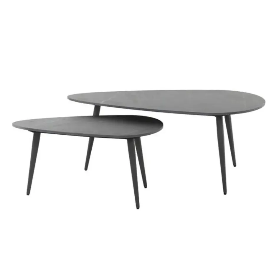 Hoyz Collection - Salontafel Niervormig Ceramic - Zwart - Set van 2