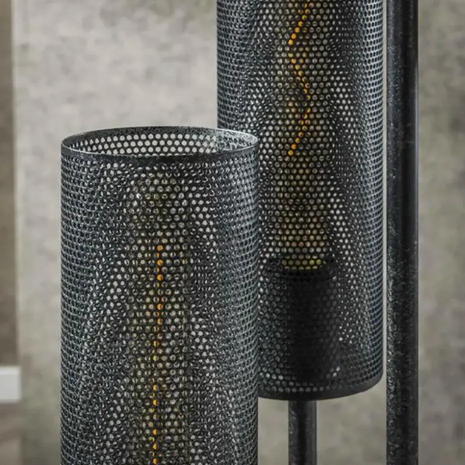 Hoyz Collection - Vloerlamp 5L Getrapt Tube Mesh - Artic Zwart